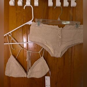 Urban Outfitters Tan Crochet Pattern Bikini, size XS, NWT